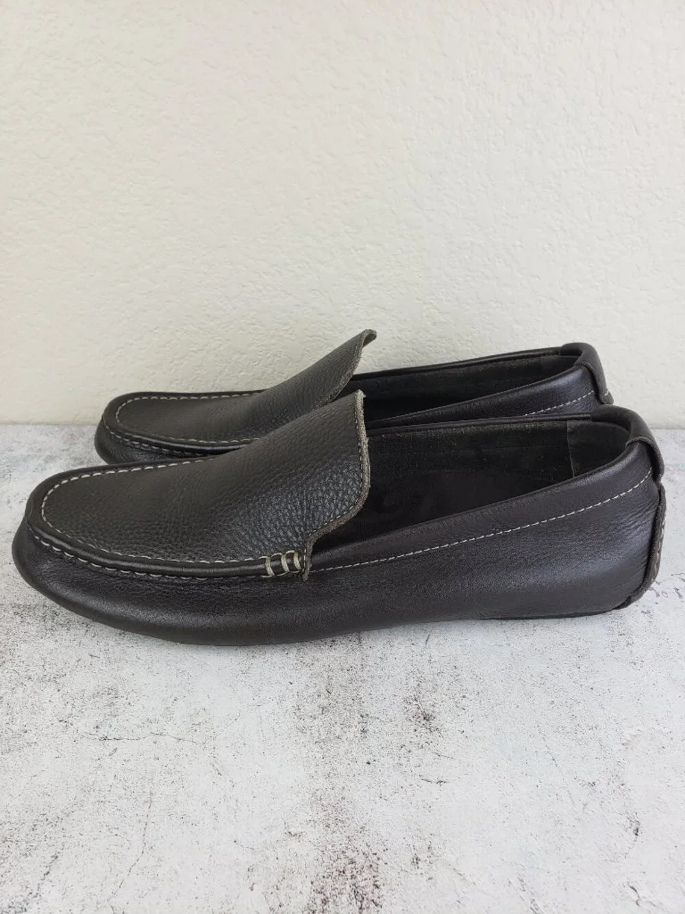 Vionic Parker Leather Driving Moccasin Loafers Brown Orthaheel size 11 Men's